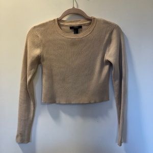 Forever 21 Beige Ribbed Crop Long Sleeve